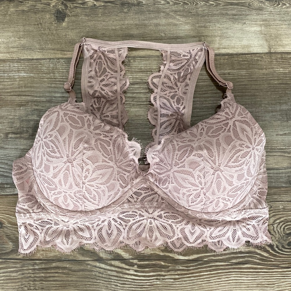 PINK Victoria’s Secret Taupe Lace Bralette (size L)